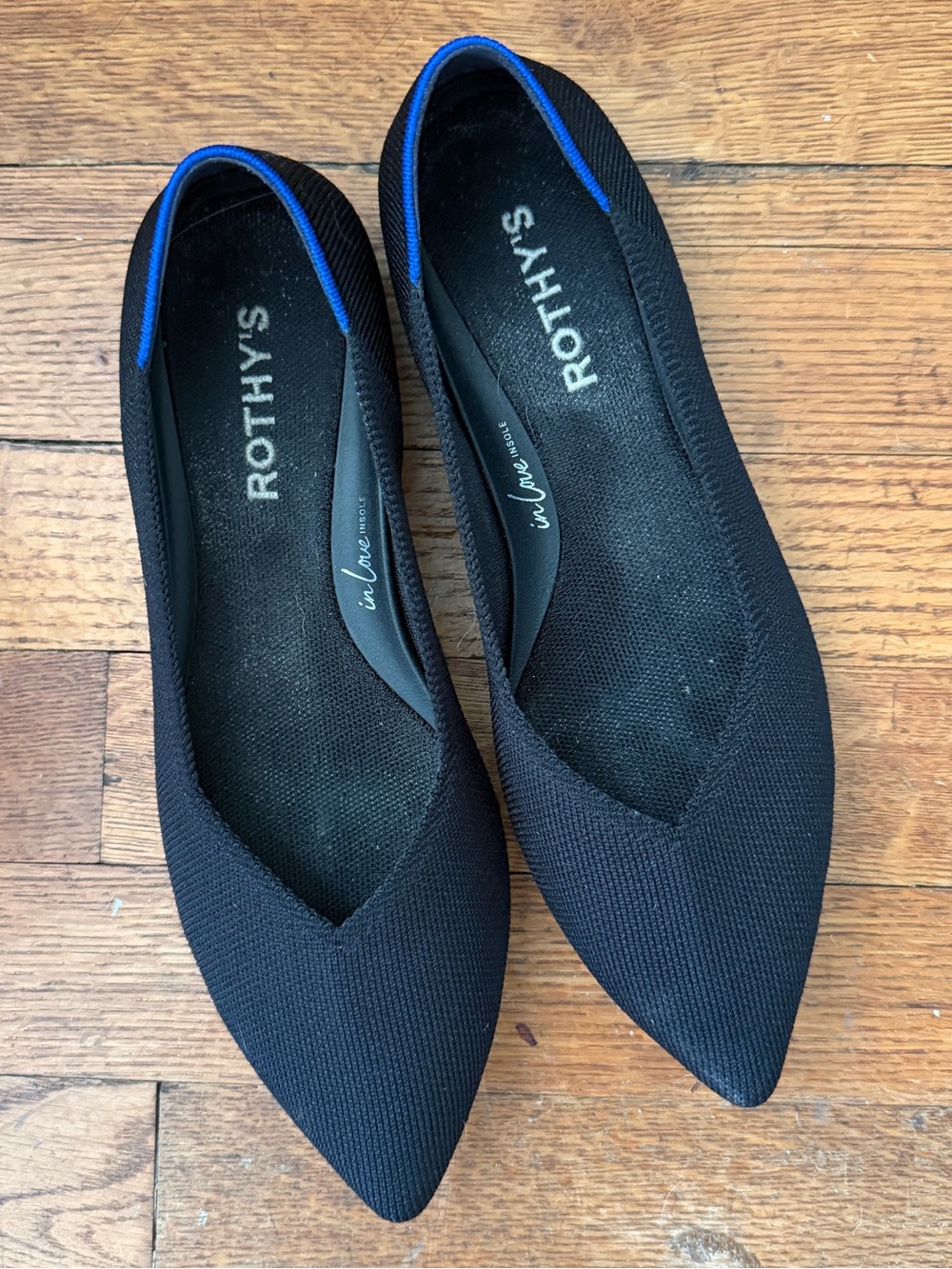 Rothy's Black The Point II Knit Flats Sz 7.5